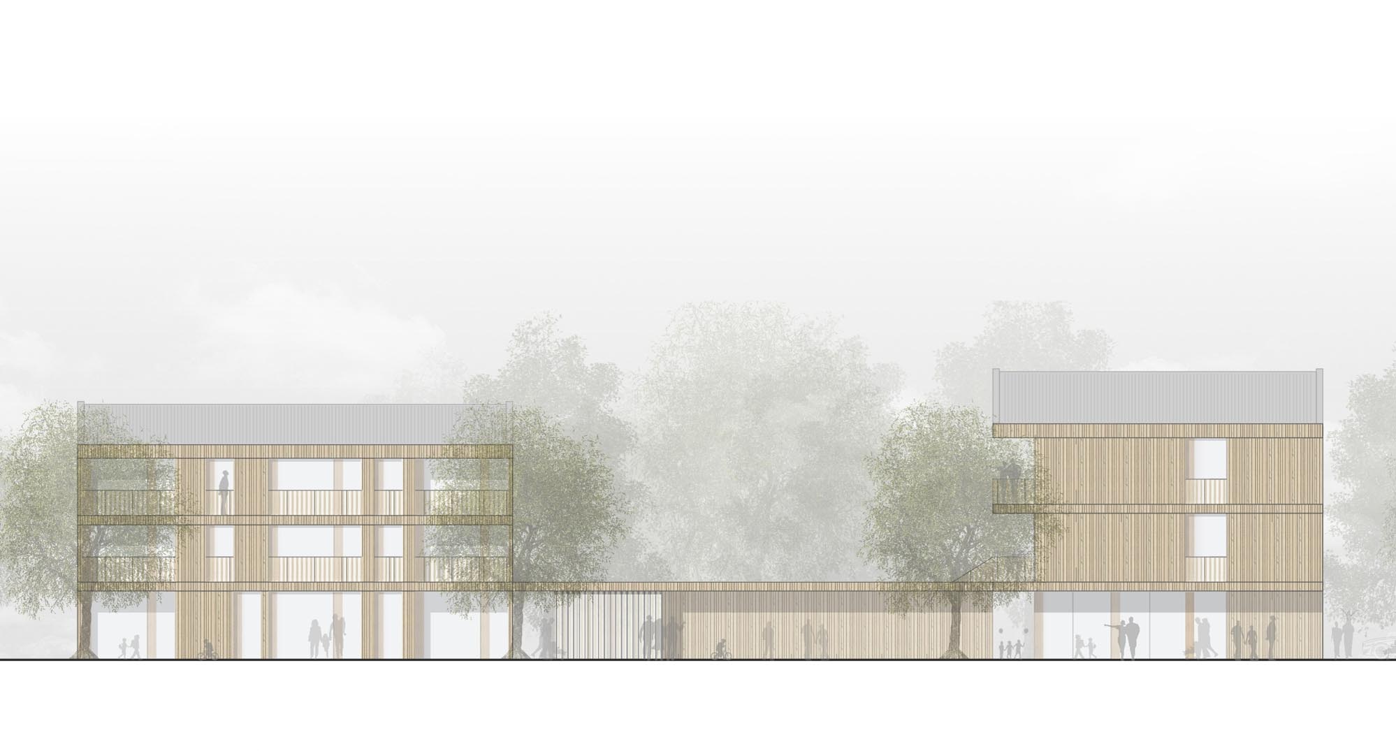 08_Ansicht | Wettbewerb 3. Preis | Kita Savoyardenstraße Endingen